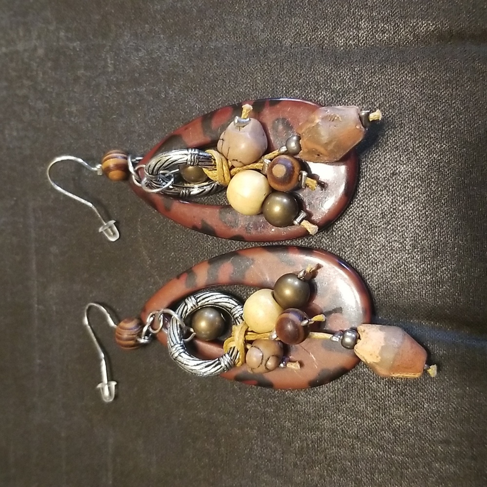 Vintage Animal Print Dangle Earrings
